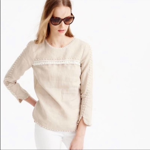 J Crew 100% Linen Blouse Shirt - Picture 1 of 8